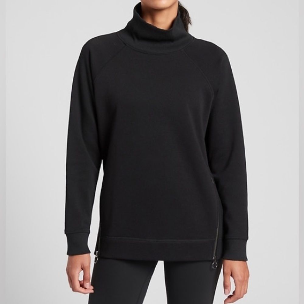 Athleta Cozy Karma Side Zip Funnel Neck Pullover Black Size Xs